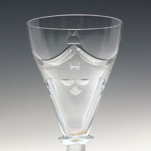 GEORGIAN ENGRAVED LEMON SQUEEZER GLASS RUMMER C1800 - ADDITIONAL PHOTO 1