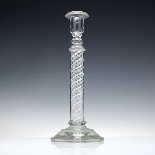 rare edwardian opaque twist glass candle stick c1900 - CATEGORY: ANTIQUE GLASS - DATED VICTORIAN