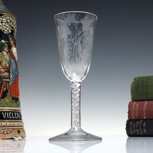 exceptionally rare staked barley wine glass with mercury twist stem c1750 - CATEGORY: ANTIQUE GLASS - DATED GEORGIAN