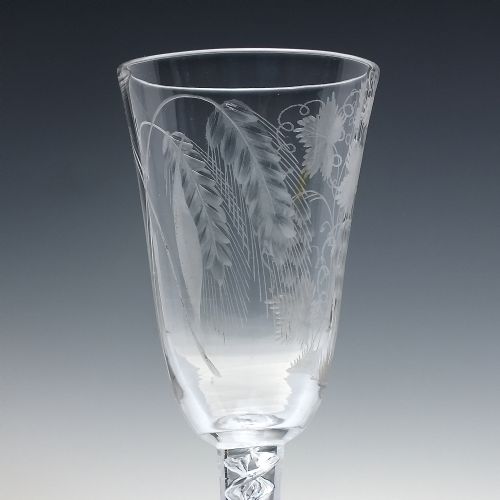 EXCEPTIONALLY RARE STAKED BARLEY WINE GLASS WITH MERCURY TWIST STEM C1750 - ADDITIONAL PHOTO 4