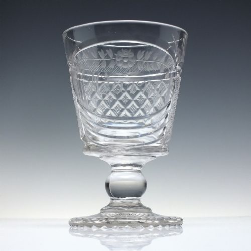 19TH CENTURY ANGLO IRISH ENGRAVED GLASS RUMMER C1820 - ADDITIONAL PHOTO 1