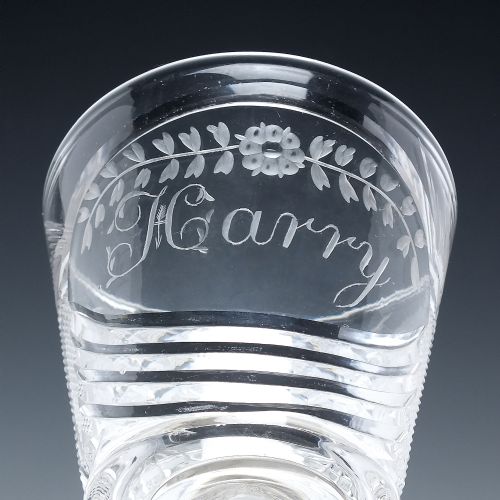 19TH CENTURY ANGLO IRISH ENGRAVED GLASS RUMMER C1820 - ADDITIONAL PHOTO 3