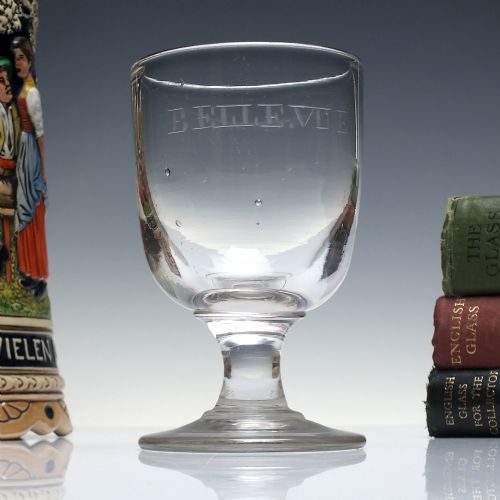 victorian engraved 'belle vue' glass rummer c1860 - CATEGORY: ANTIQUE GLASS - DATED VICTORIAN