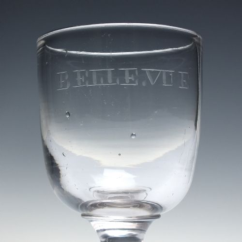 VICTORIAN ENGRAVED 'BELLE VUE' GLASS RUMMER C1860 - ADDITIONAL PHOTO 2