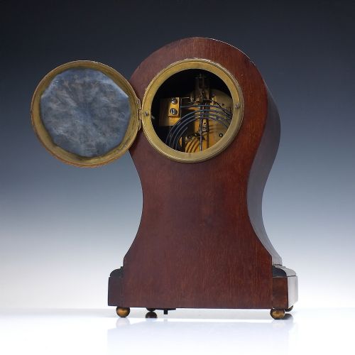 EDWARDIAN MAHOGANY BALLOON MANTEL CLOCK C1910 - ADDITIONAL PHOTO 2