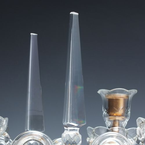 PAIR ANTIQUE EDWARDIAN GLASS CANDELABRA C1910 - ADDITIONAL PHOTO 3