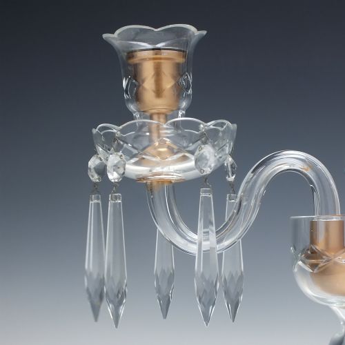 PAIR ANTIQUE EDWARDIAN GLASS CANDELABRA C1910 - ADDITIONAL PHOTO 4