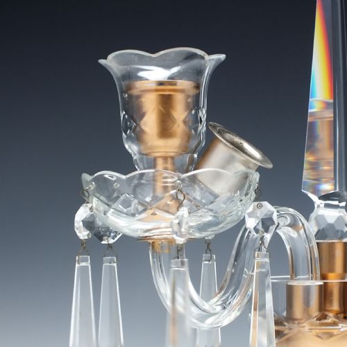 PAIR ANTIQUE EDWARDIAN GLASS CANDELABRA C1910 - ADDITIONAL PHOTO 5
