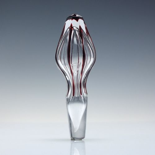 TALL 19TH CENTURY ENGRAVED RUBY SERVING BOTTLE OR DECANTER C1860 - ADDITIONAL PHOTO 4