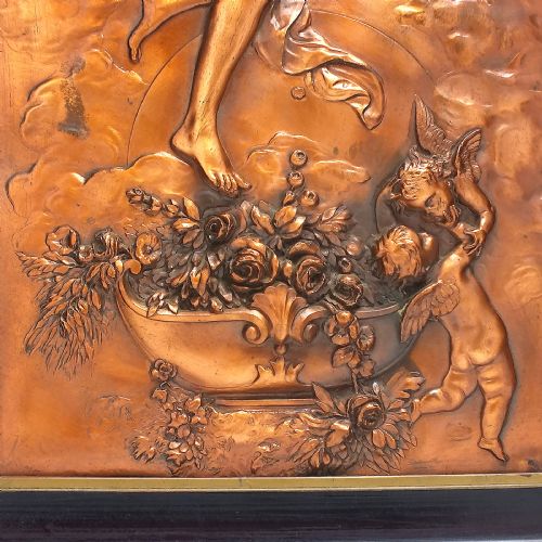 TWO ART NOUVEAU COPPER RELIEF PLAQUES BY AUSTRIAN SCULPTOR KARL STERRER C1890 SIGNED - ADDITIONAL PHOTO 2