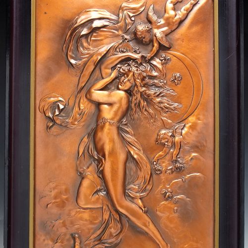 TWO ART NOUVEAU COPPER RELIEF PLAQUES BY AUSTRIAN SCULPTOR KARL STERRER C1890 SIGNED - ADDITIONAL PHOTO 3
