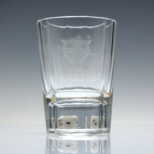 GEORGIAN ENGRAVED GAMBLING DICE WHISKY GLASS TUMBLER C1815 - ADDITIONAL PHOTO 1