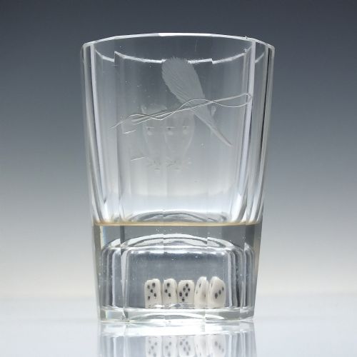 GEORGIAN ENGRAVED GAMBLING DICE WHISKY GLASS TUMBLER C1815 - ADDITIONAL PHOTO 2
