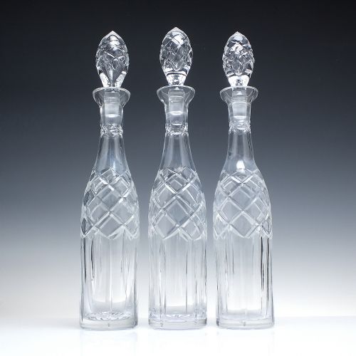 SET OF THREE TALL VINTAGE GLASS DECANTERS C193050 - ADDITIONAL PHOTO 1