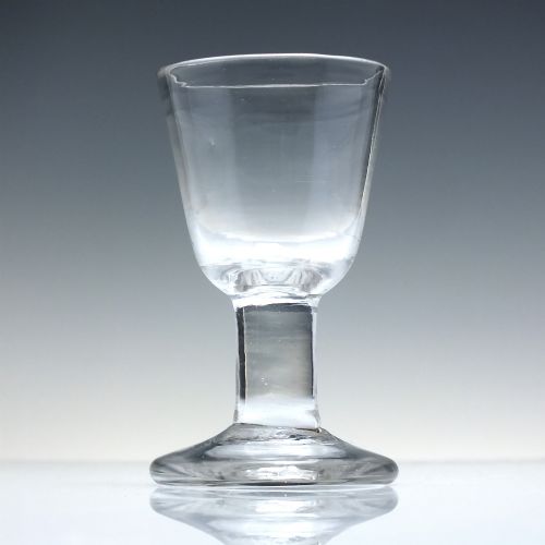 GEORGIAN PLAIN STEM FIRING GLASS WITH ROUND FUNNEL BOWL C1750 - ADDITIONAL PHOTO 1