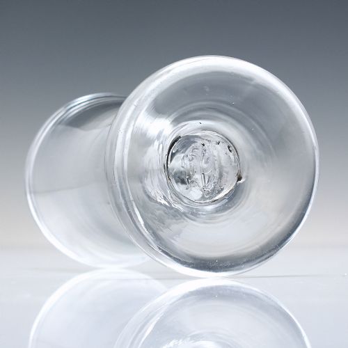 GEORGIAN PLAIN STEM FIRING GLASS WITH ROUND FUNNEL BOWL C1750 - ADDITIONAL PHOTO 4