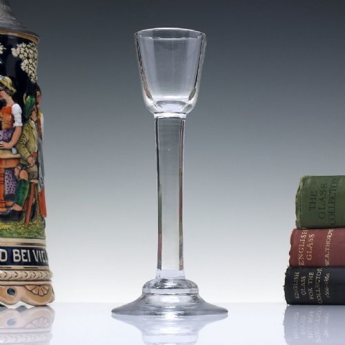 18th century plain stem cordial glass with domed foot c1750 - CATEGORY: ANTIQUE GLASS - DATED 18TH CENTURY