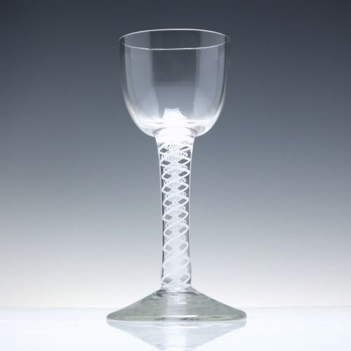 RARE OPAQUE TWIST WINE GLASS WITH CUP BOWL C1760 - ADDITIONAL PHOTO 1