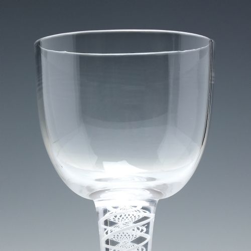 RARE OPAQUE TWIST WINE GLASS WITH CUP BOWL C1760 - ADDITIONAL PHOTO 3