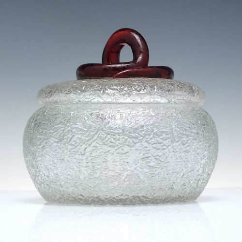 19th century overshot glass snake lidded bowl c1880 - CATEGORY: ANTIQUE GLASS - DATED 1880