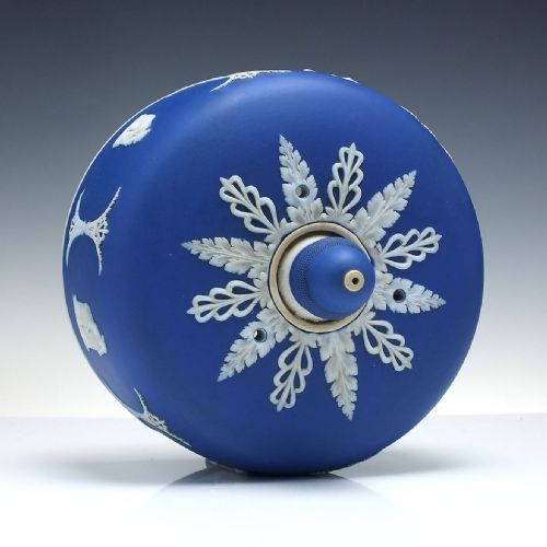 VICTORIAN JAMES DUDSON ENGLISH BLUE JASPER WARE POTTERY CHEESE DISH AND COVER C1880 - ADDITIONAL PHOTO 3