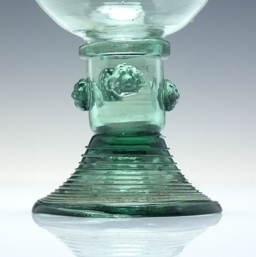 ANTIQUE 18TH CENTURY ENGLISH GREEN WINE ROEMER GLASS WITH HOLLOW STEM C1790 - ADDITIONAL PHOTO 2