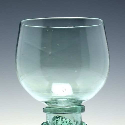 ANTIQUE 18TH CENTURY ENGLISH GREEN WINE ROEMER GLASS WITH HOLLOW STEM C1790 - ADDITIONAL PHOTO 3