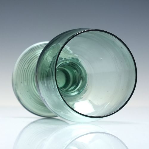 ANTIQUE 18TH CENTURY ENGLISH GREEN WINE ROEMER GLASS WITH HOLLOW STEM C1790 - ADDITIONAL PHOTO 4