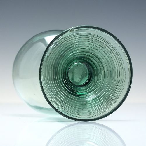 ANTIQUE 18TH CENTURY ENGLISH GREEN WINE ROEMER GLASS WITH HOLLOW STEM C1790 - ADDITIONAL PHOTO 5
