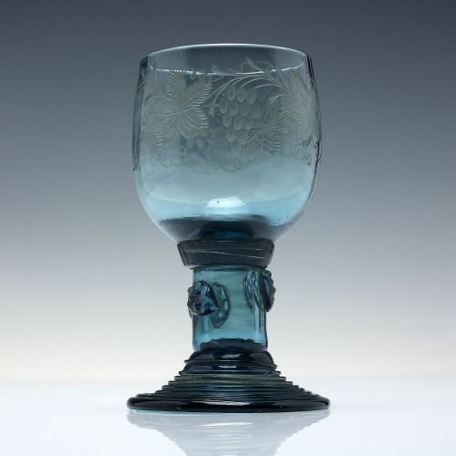 RARE 18TH CENTURY ENGRAVED WINE ROEMER GLASS WITH HOLLOW STEM C1780 - ADDITIONAL PHOTO 1