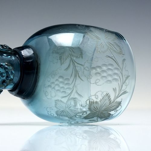 RARE 18TH CENTURY ENGRAVED WINE ROEMER GLASS WITH HOLLOW STEM C1780 - ADDITIONAL PHOTO 4