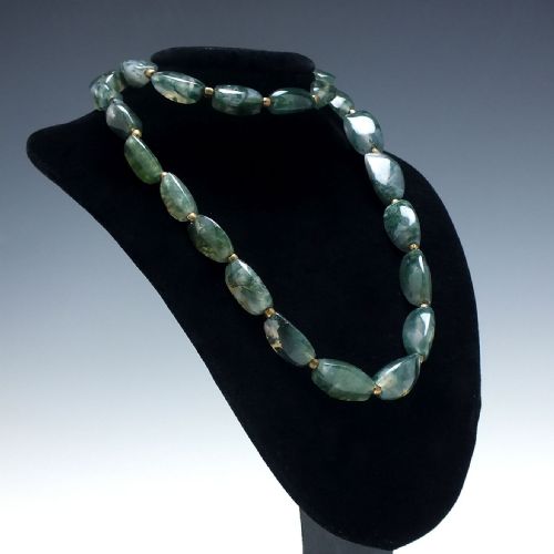 RARE ANTIQUE 19TH CENTURY SCOTTISH MOSS AGATE NECKLACE C1880 - ADDITIONAL PHOTO 1