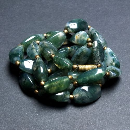 RARE ANTIQUE 19TH CENTURY SCOTTISH MOSS AGATE NECKLACE C1880 - ADDITIONAL PHOTO 3