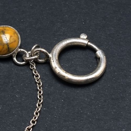 SCOTTISH SILVER AGATE TIGERS EYE BRACELET C1920 - ADDITIONAL PHOTO 3