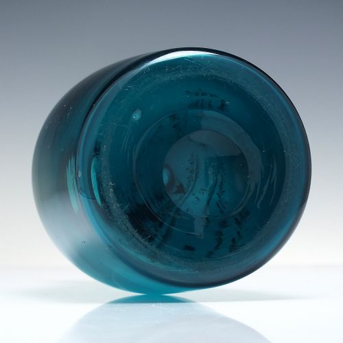 GEORGIAN PEACOCK BLUE GLASS CLUB DECANTER WITH GILDED RUM LABEL C1810 - ADDITIONAL PHOTO 3