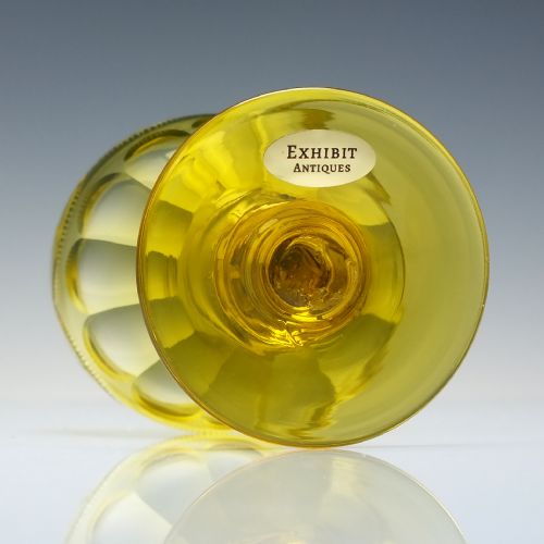 PAIR VICTORIAN ENGRAVED YELLOW URANIUM WINE GLASSES C1870 - ADDITIONAL PHOTO 3