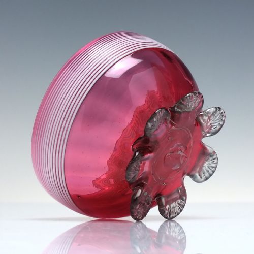 VICTORIAN CRANBERRY THREADED GLASS MILK AND SUGAR BOWL C1880 - ADDITIONAL PHOTO 2