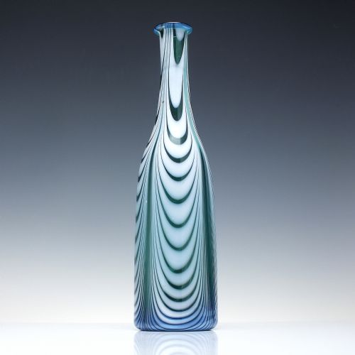 rare turquoise white nailsea glass serving bottle c1860 - CATEGORY: ANTIQUE GLASS - DATED VICTORIAN