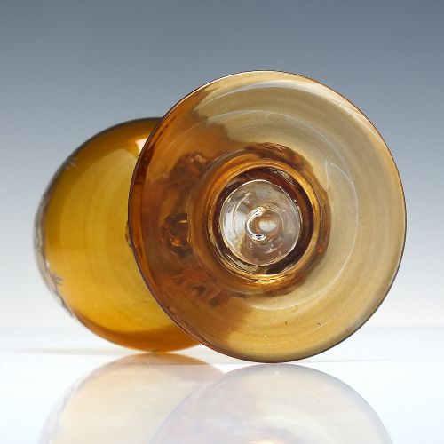 SIX ANTIQUE BOHEMIAN ENGRAVED AMBER WINE GLASS ROEMERS C1900 - ADDITIONAL PHOTO 4