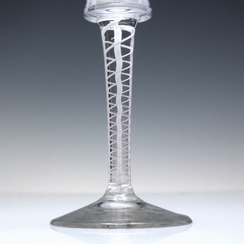 GEORGIAN OPAQUE TWIST WINE GLASS WITH RARE WAISTED BUCKET BOWL C1760 - ADDITIONAL PHOTO 2