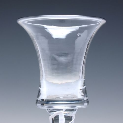 GEORGIAN OPAQUE TWIST WINE GLASS WITH RARE WAISTED BUCKET BOWL C1760 - ADDITIONAL PHOTO 4