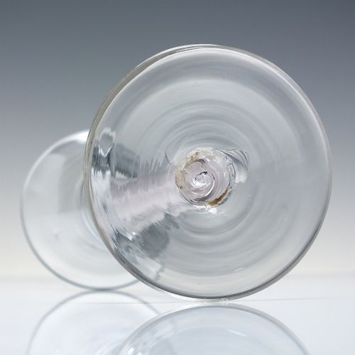 GEORGIAN OPAQUE TWIST WINE GLASS WITH RARE WAISTED BUCKET BOWL C1760 - ADDITIONAL PHOTO 5