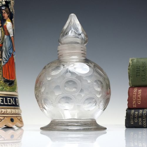 18th century engraved personal glass gin decanter c1750 - CATEGORY: ANTIQUE GLASS - DATED 18TH CENTURY