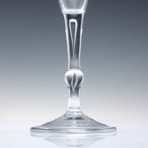 18TH CENTURY SLENDER BALUSTROID KIT KAT WINE GLASS C1740 - ADDITIONAL PHOTO 1