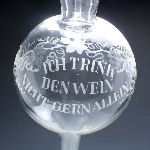 EXCEPTIONAL ART NOUVEAU WROUGHT IRON ENGRAVED GLASS WINE CARAFE DISPENSER C1900 - ADDITIONAL PHOTO 10