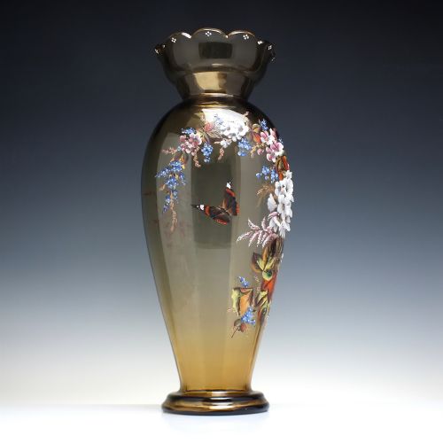 TALL MOSER POLYCHROMATIC ENAMELLED 19TH CENTURY VASE C1890 - ADDITIONAL PHOTO 1