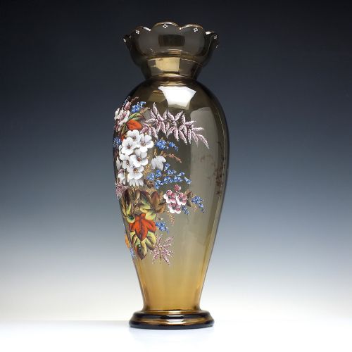 TALL MOSER POLYCHROMATIC ENAMELLED 19TH CENTURY VASE C1890 - ADDITIONAL PHOTO 2
