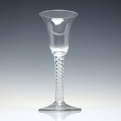 RARE 18TH CENTURY OPAQUE TRIPLE TWIST WINE GLASS C1760 - ADDITIONAL PHOTO 1