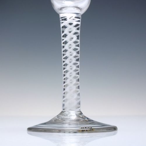 RARE 18TH CENTURY OPAQUE TRIPLE TWIST WINE GLASS C1760 - ADDITIONAL PHOTO 2