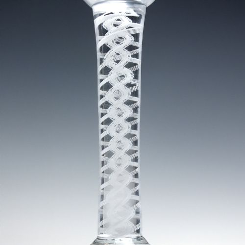 RARE 18TH CENTURY OPAQUE TRIPLE TWIST WINE GLASS C1760 - ADDITIONAL PHOTO 6